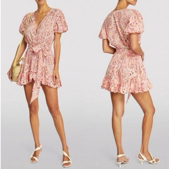 Misa Los Angeles Dresses & Skirts - Misa Los Angeles Eloise mini dress in rose lemonade Sz M Wrap Tie Waist Tie Dye